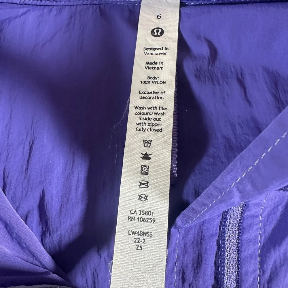 Lululemon Cinched Hem Half Zip Anorak Windbreaker Grey Purple LW4BNSS Size 6